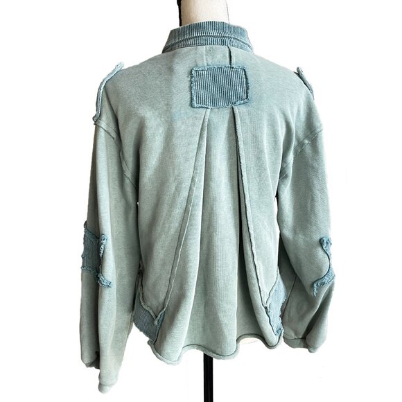 POL Teal French Terry Knit Boho Jacket Corduroy SMALL - Picture 4 of 12